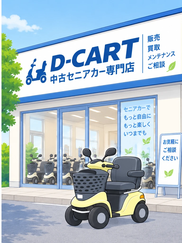 横浜・本牧のD-CART店舗とセニアカーのイメージ